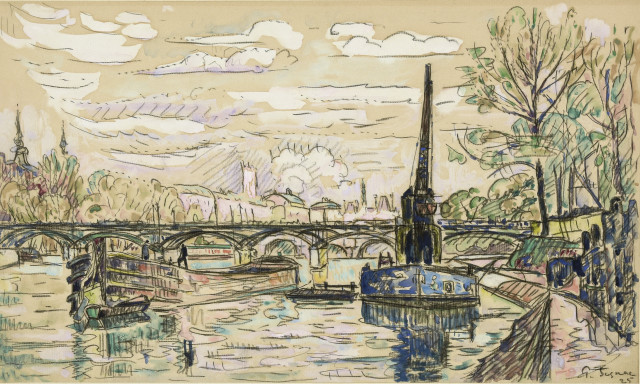 Paul Signac  : Le Pont des Arts à Paris , 1925 