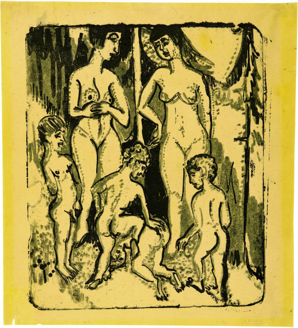 Ernst Ludwig Kirchner  : Spielende nackte Kinder - Zwei Frauen und  ..., 1925 