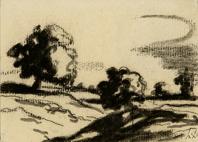Honoré Daumier  : Paysage , Um 1850 