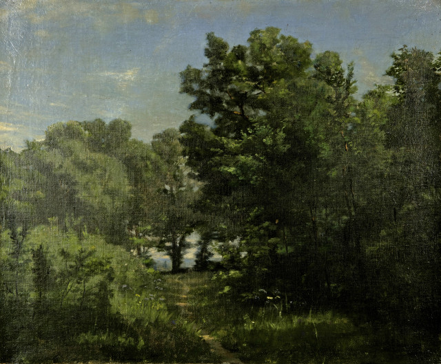Barthélemy Menn  : Waldweg am Genfersee , Um 1865 