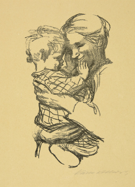 Käthe Kollwitz  : Mutter mit Kind auf dem Arm , 1916 