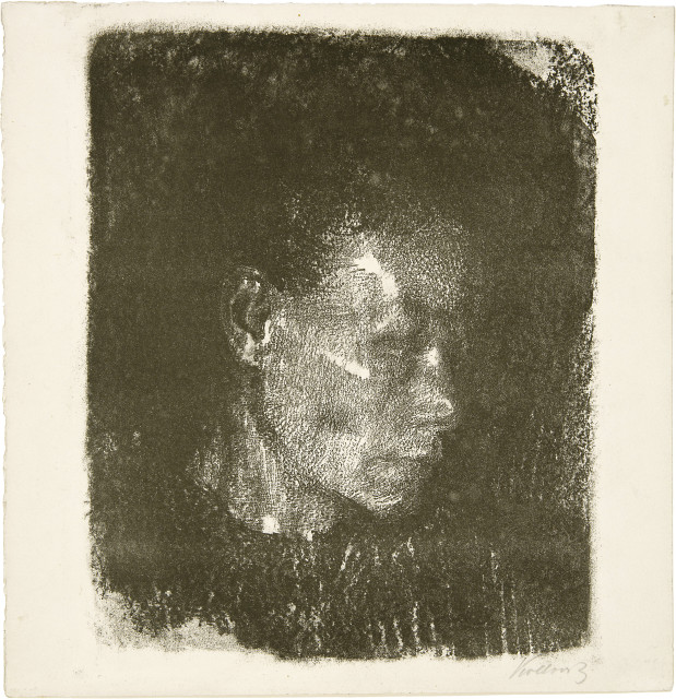 Käthe Kollwitz : Kopf einer Arbeiterfrau im Dreiviertelprofil ..., 1902 oder 1903 