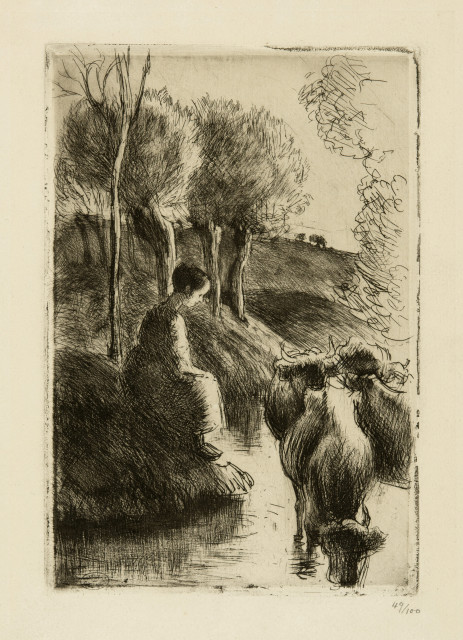 Camille Pissarro : Vachère au bord de l'eau, 1890 