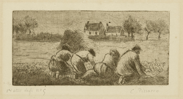 Camille Pissarro  : Paysans dans les champs , 1891 