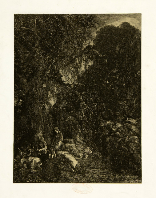 Rodolphe Bresdin : La Sainte Famille aux cerfs, 1878