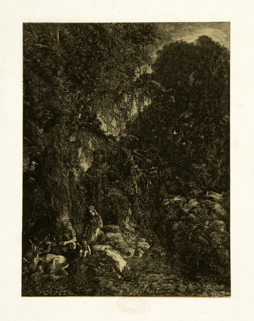 Rodolphe Bresdin : La Sainte Famille aux cerfs, 1878 
