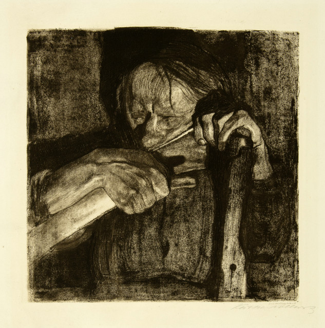 Käthe Kollwitz  : Beim Dengeln , 1905 