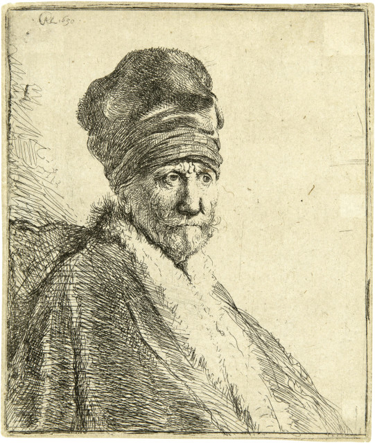 Rembrandt Harmensz. van Rijn : Mann mit Schnurrbart und turbanartiger Mütze, 1630
