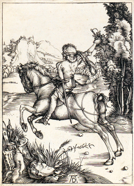 Albrecht Dürer : Galoppierender Reiter - Der kleine Kurier, um 1496 