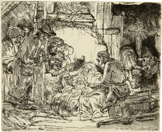 Rembrandt Harmensz. van Rijn : Die Anbetung der Hirten mit der Lampe, um 1654 