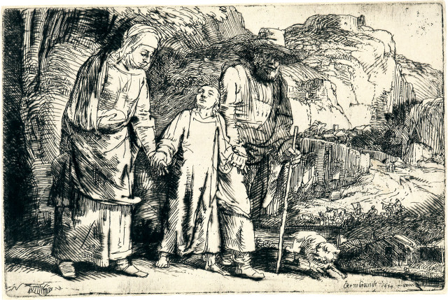 Rembrandt Harmensz. van Rijn : Jesus mit seinen Eltern aus dem Tempel ..., 1654 