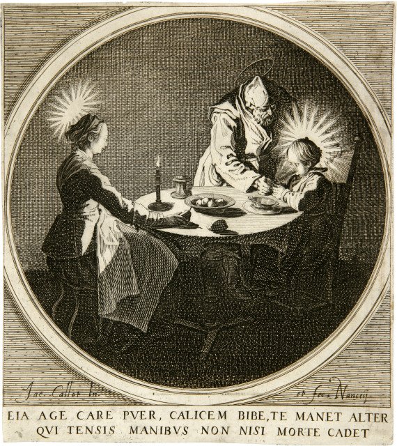 Jacques Callot : Le Bénédicité - La Sainte Famille à table, um 1628