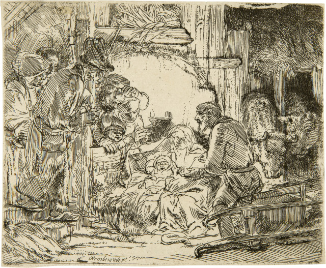 Rembrandt Harmensz. van Rijn : Die Anbetung der Hirten mit der Lampe, um 1654 