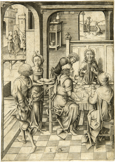 Israhel van Meckenem : Christus in Emmaus, um 1480-1490 