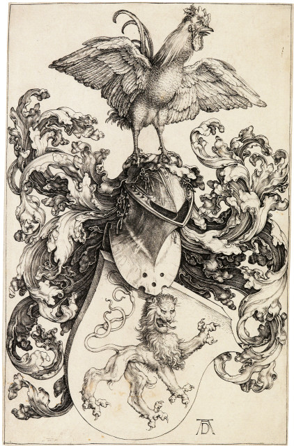 Albrecht Dürer : Löwenwappen mit dem Hahn, um 1503 
