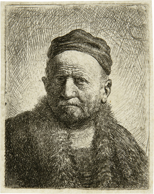 Rembrandt Harmensz. van Rijn : Männliches Brustbild mit Käppchen, von ..., 1630 