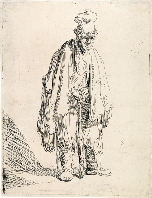 Rembrandt Harmensz. van Rijn : Grosser stehender Bettler, um 1630 