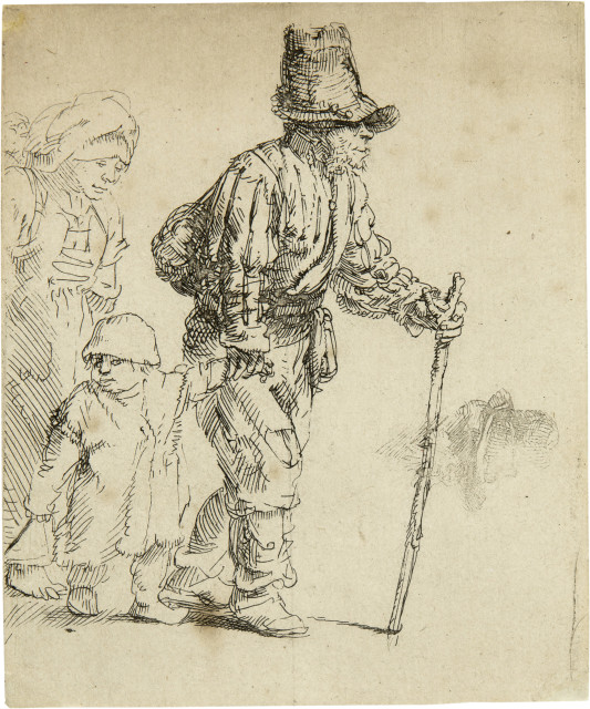 Rembrandt Harmensz. van Rijn : Der Bauer mit Weib und Kind, um 1652 