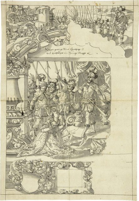 Hans Jakob Plepp (Werkstatt ?) : Scheibenriss. Mit der Darstellung der ..., um 1580 