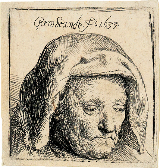 Rembrandt Harmensz. van Rijn  : Rembrandts  Mutter, niederblickend , 1633 