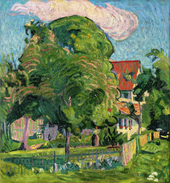 Cuno Amiet  : Landschaft II mit roter Wolke , 1909
