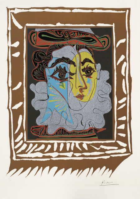 Pablo Picasso  : Portrait de femme à la fraise et au chapeau , 1962