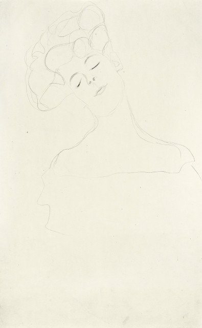 Gustav Klimt : Weibliches Brustbild von vorne mit ..., 1904/1905
