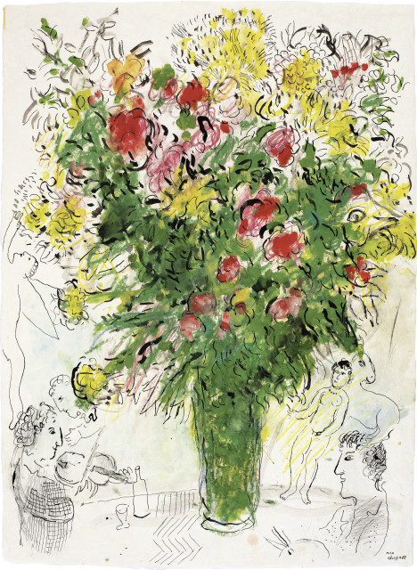 Marc Chagall : Grand bouquet vert du peintre, Um 1978 