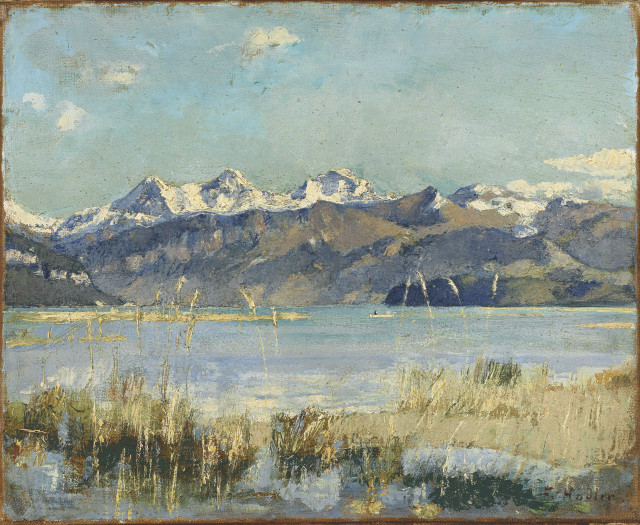 Ferdinand Hodler  : Thunersee mit Eiger, Mönch und Jungfrau , Circa 1882