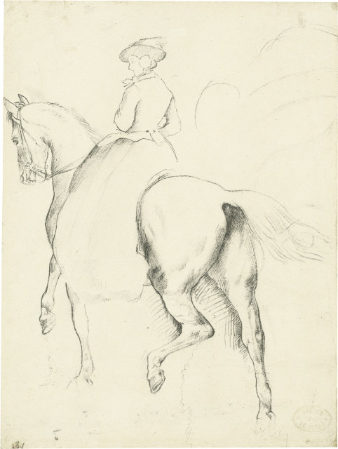Edgar Degas  : Amazone montée sur un cheval se dirigeant à ..., Circa 1885