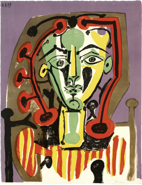 Pablo Picasso  : Figure au corsage rayé , 3. April 1949