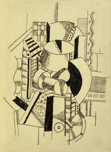 Fernand Léger  : Composition aux éléments mécaniques , 1917-1918