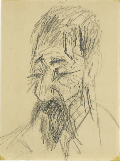 Ernst Ludwig Kirchner : Kopf eines Bauern mit Bart, Um 1918-1920 