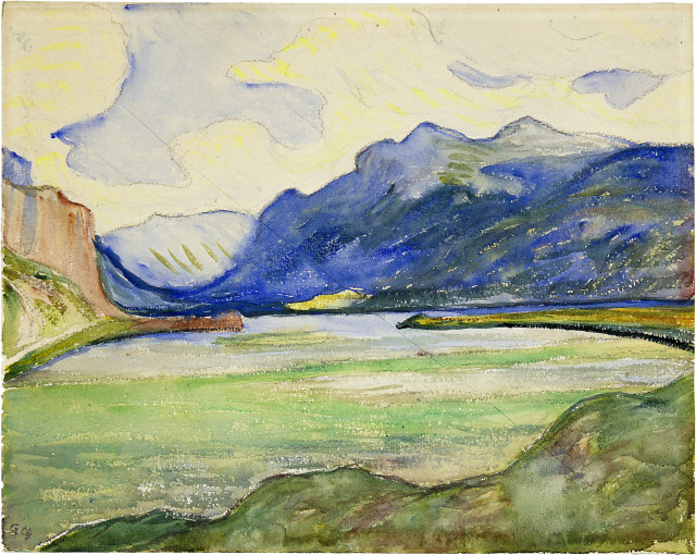 Giovanni Giacometti  : Blick auf den Silseersee und den Piz  ..., c. 1920