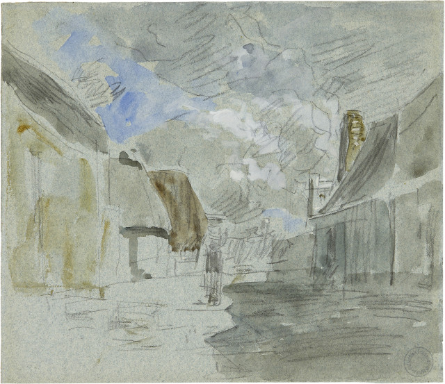 Eugène Boudin  : Rue de village ,  