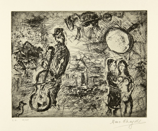 Marc Chagall  : Le Violoncelliste du village , 1967