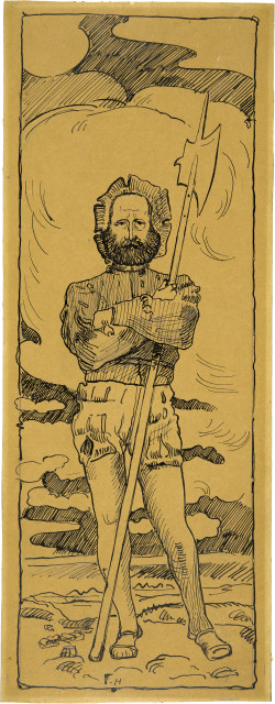 Ferdinand Hodler : Landsknecht mit Hellebarde, in ganzer Figur, ..., 1895 