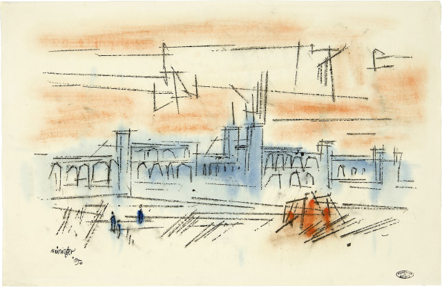 Lyonel Feininger : Railway Station in 1850, 1950