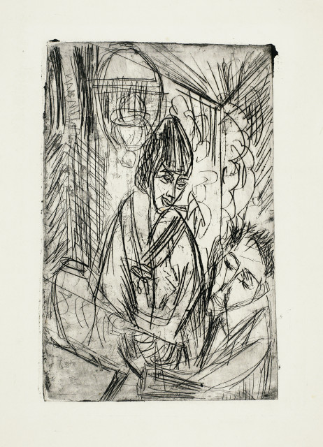 Ernst Ludwig Kirchner : Mann und Mädchen am Tisch, Köln, 1914