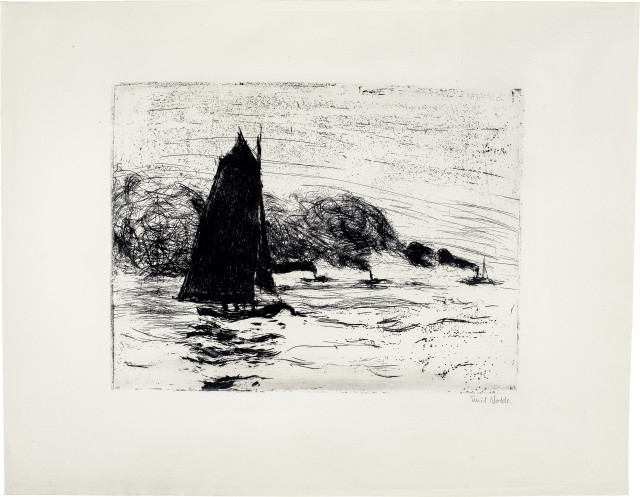 Emil Nolde  : Segler und drei kleine Dampfer , 1910 