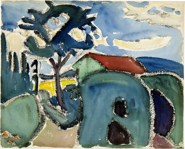 Cuno Amiet  : Landschaft auf der Oschwand , 1916