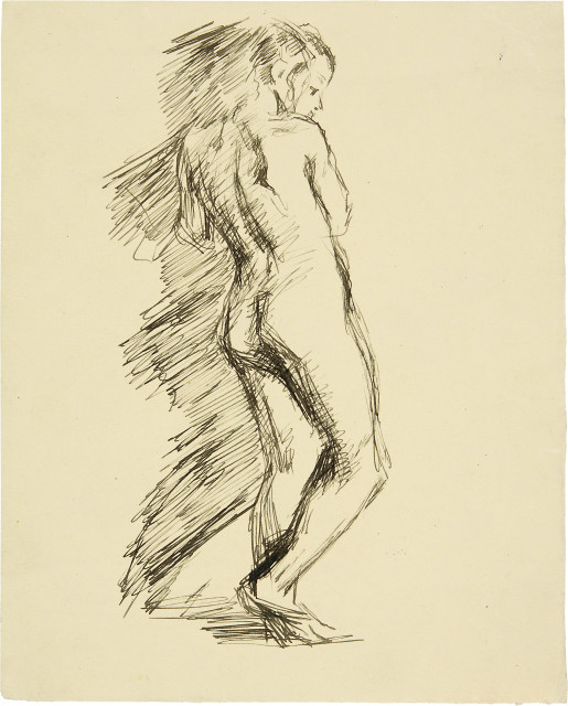 Giovanni Giacometti : Ottilia, in ganzer Figur, Rückenakt, c. 1916