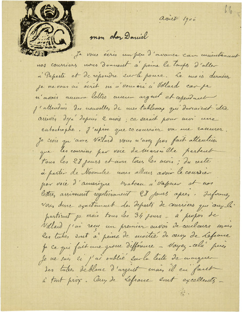 Paul Gauguin  : Eigenhändiger Brief an Daniel de Monfreid,  ..., August 1900 