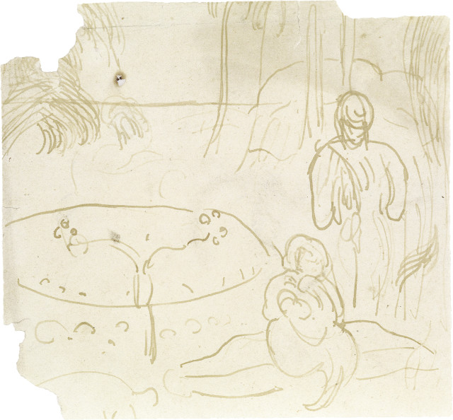 Paul Gauguin : Deux figures avec éléments de paysage, Probably c. 1889