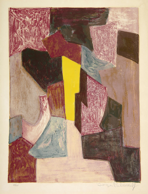 Serge Poliakoff  : Composition rouge, carmin et jaune , 1958