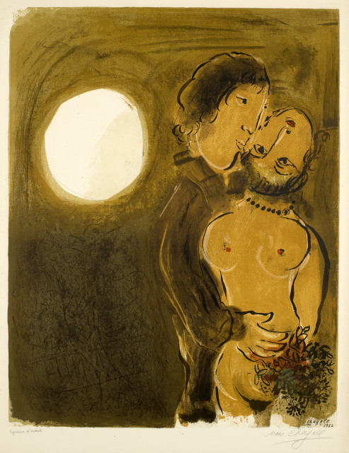 Marc Chagall  : Couple en ocre , 1952