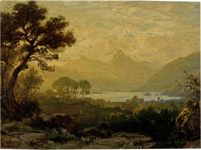 Robert Zünd : Uferlandschaft am Urnersee mit Blick auf die ..., c. 1880