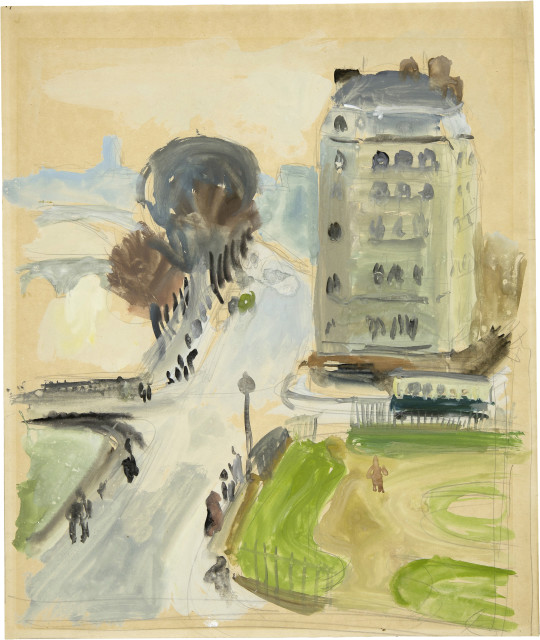 Walter Kurt Wiemken : Haus und Strassenkreuzung an der Seine, ..., 1928
