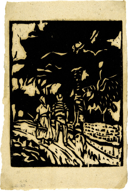 Ernst Ludwig Kirchner : Weg mit Baum und Bauersleuten, 1908