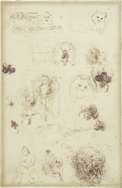 Odilon Redon : Feuille de croquis,  